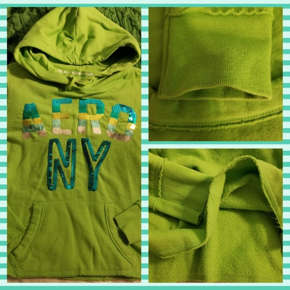 Aeropostale Green Sparkle Glitter hoodie MEDIUM